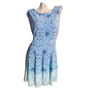 Gabby Skye,  Blue Floral Dress With Stretch.